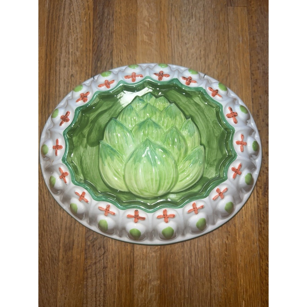 Vintage Artichoke Kitchen Jello Mold Ceramic Art by‎ Sigma Tastesetter 10x8x2"
